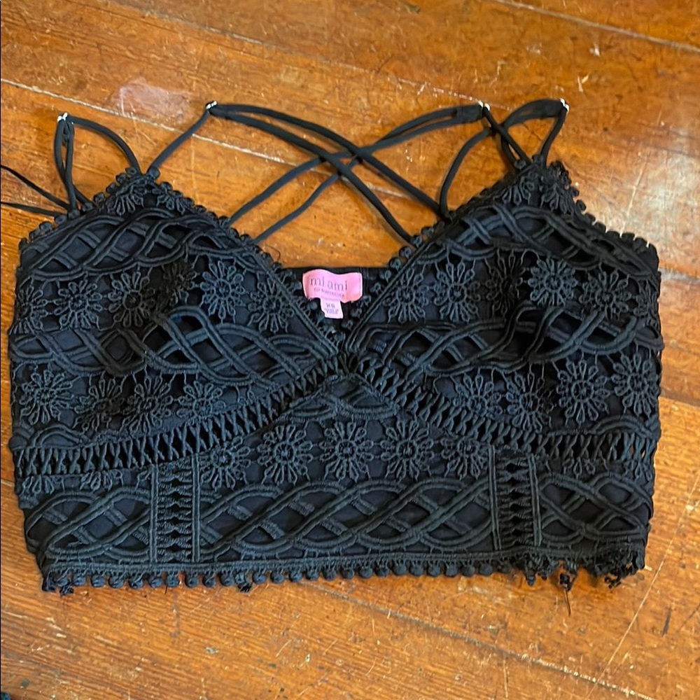 Miami Black Textured Top